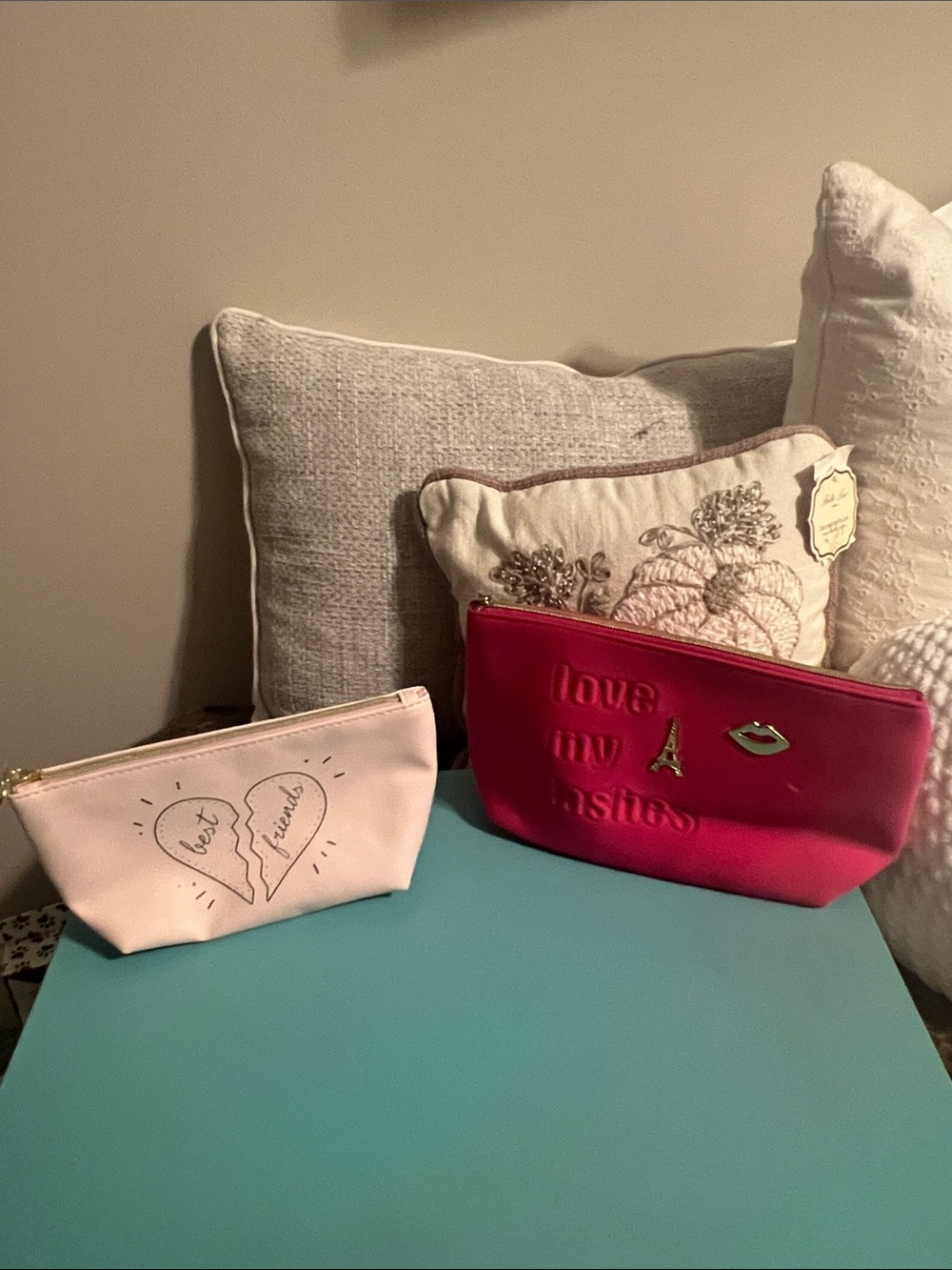 NEW Pink 'Love My Lashes' and ‘Best Friends’ Cosmetic Pouches